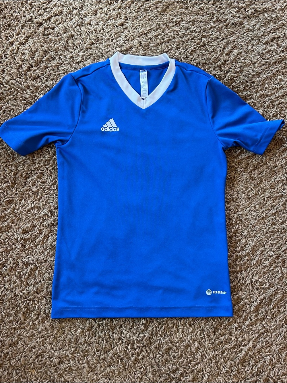 Kid's Adidas Royal Blue Short Sleeve Jersey with White Trim
